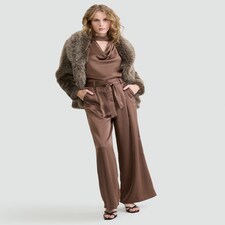 F&F Faux Fur Coat in Neutral thumbnail 2