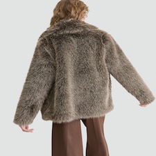 F&F Faux Fur Coat in Neutral thumbnail 3