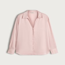 F&F Satin Button Up Shirt in Pink thumbnail 4