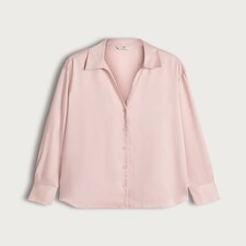 F&F Satin Button Up Shirt in Pink thumbnail 4
