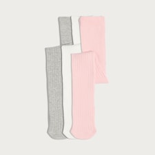 F&F Girls 3-Pack Cotton Blend Ribbed Tights in Multi