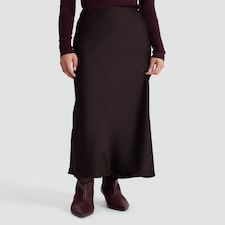 F&F Satin Midi Slip Skirt in Chocolate thumbnail 3
