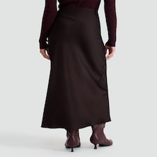 F&F Satin Midi Slip Skirt in Chocolate thumbnail 4