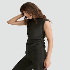 F&F High Neck Ruched Side Vest in Olive