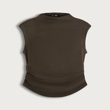 F&F High Neck Ruched Side Vest in Olive thumbnail 4