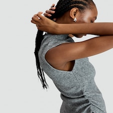 F&F Textured High Neck Ruched Side Sleeveless Top in Grey