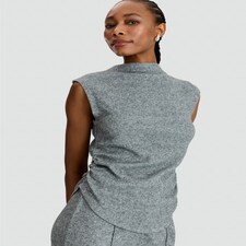 F&F Textured High Neck Ruched Side Sleeveless Top in Grey thumbnail 2