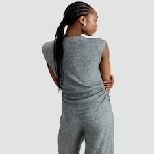 F&F Textured High Neck Ruched Side Sleeveless Top in Grey thumbnail 4