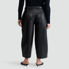 F&F Faux Leather Pleated Barrel Leg Trousers in Black thumbnail 3