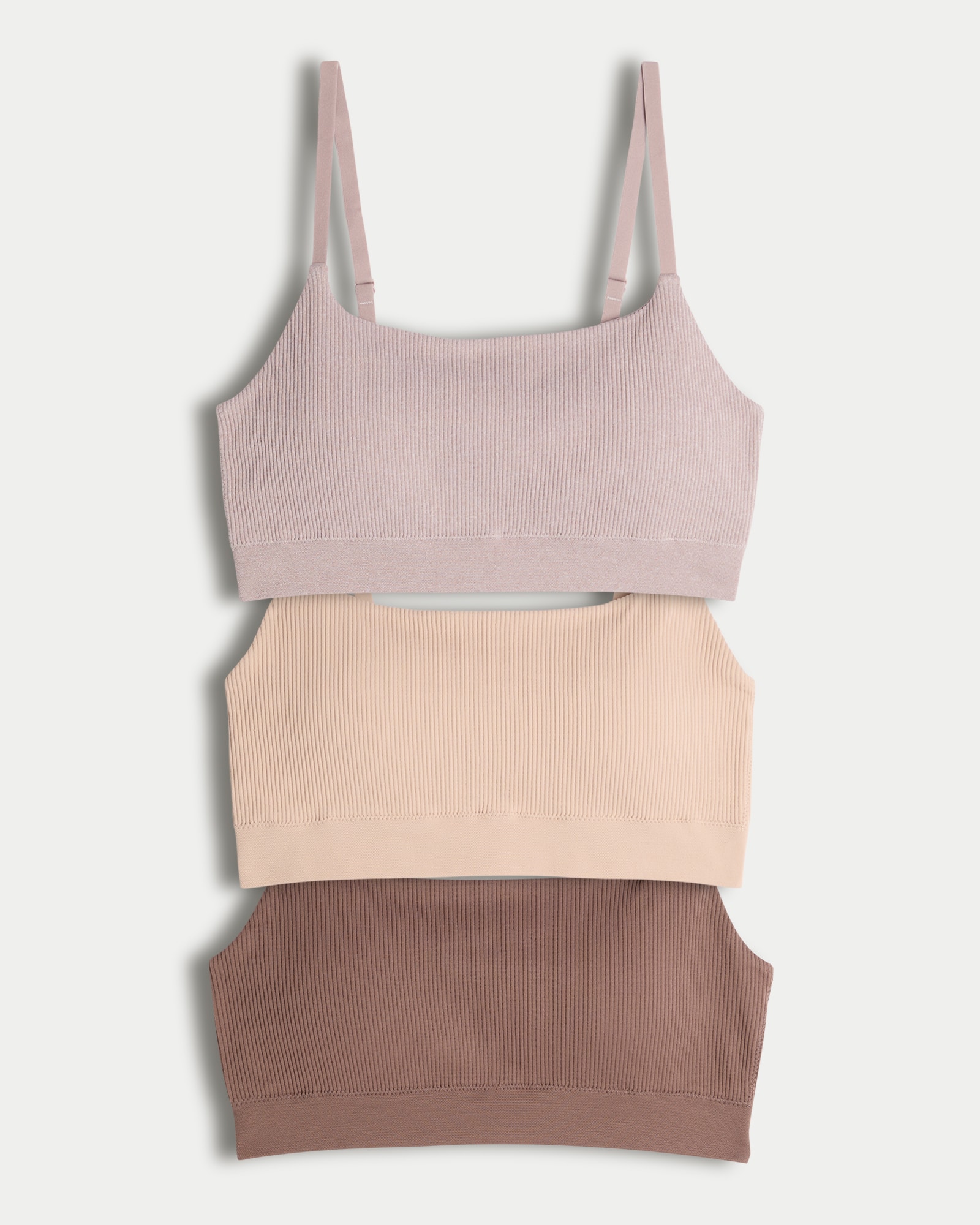 F&F 3-Pack Contour Seamfree Ribbed Crop Tops in Neutral thumbnail 4