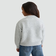 F&F Girls Textured Sequin Bow Jumper in Grey thumbnail 3