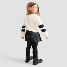 F&F Girls Faux Leather Pleated Skort in Black thumbnail 3