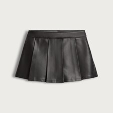 F&F Girls Faux Leather Pleated Skort in Black thumbnail 4