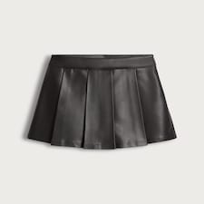 F&F Girls Faux Leather Pleated Skort in Black thumbnail 4