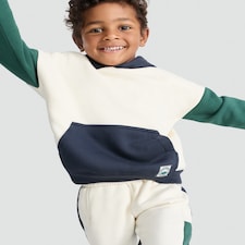F&F Boys 2-Piece Cotton Rich Colour Block Hoodie and Joggers Set in Cream thumbnail 2