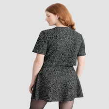 F&F Boucle Textured Short Sleeved Jacket in Multi Black White thumbnail 3
