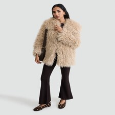 The F&F Edit Shaggy Faux Fur Coat in Brown thumbnail 2