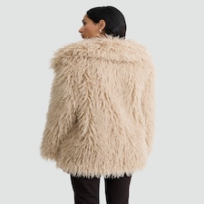 The F&F Edit Shaggy Faux Fur Coat in Brown thumbnail 3