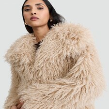The F&F Edit Shaggy Faux Fur Coat in Brown thumbnail 4