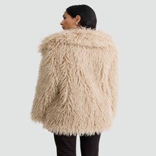 The F&F Edit Shaggy Faux Fur Coat in Brown thumbnail 3