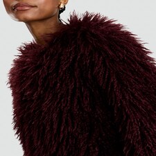 The F&F Edit Faux Fur Cropped Jacket in Burgundy thumbnail 3