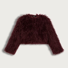 The F&F Edit Faux Fur Cropped Jacket in Burgundy thumbnail 6