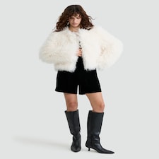 The F&F Edit Faux Fur Cropped Jacket in White thumbnail 2