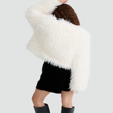 The F&F Edit Faux Fur Cropped Jacket in White thumbnail 3