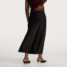 F&F Satin Slip Midi Skirt in Black thumbnail 4