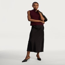 F&F Satin Slip Midi Skirt in Black thumbnail 5