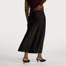F&F Satin Slip Midi Skirt in Black thumbnail 4
