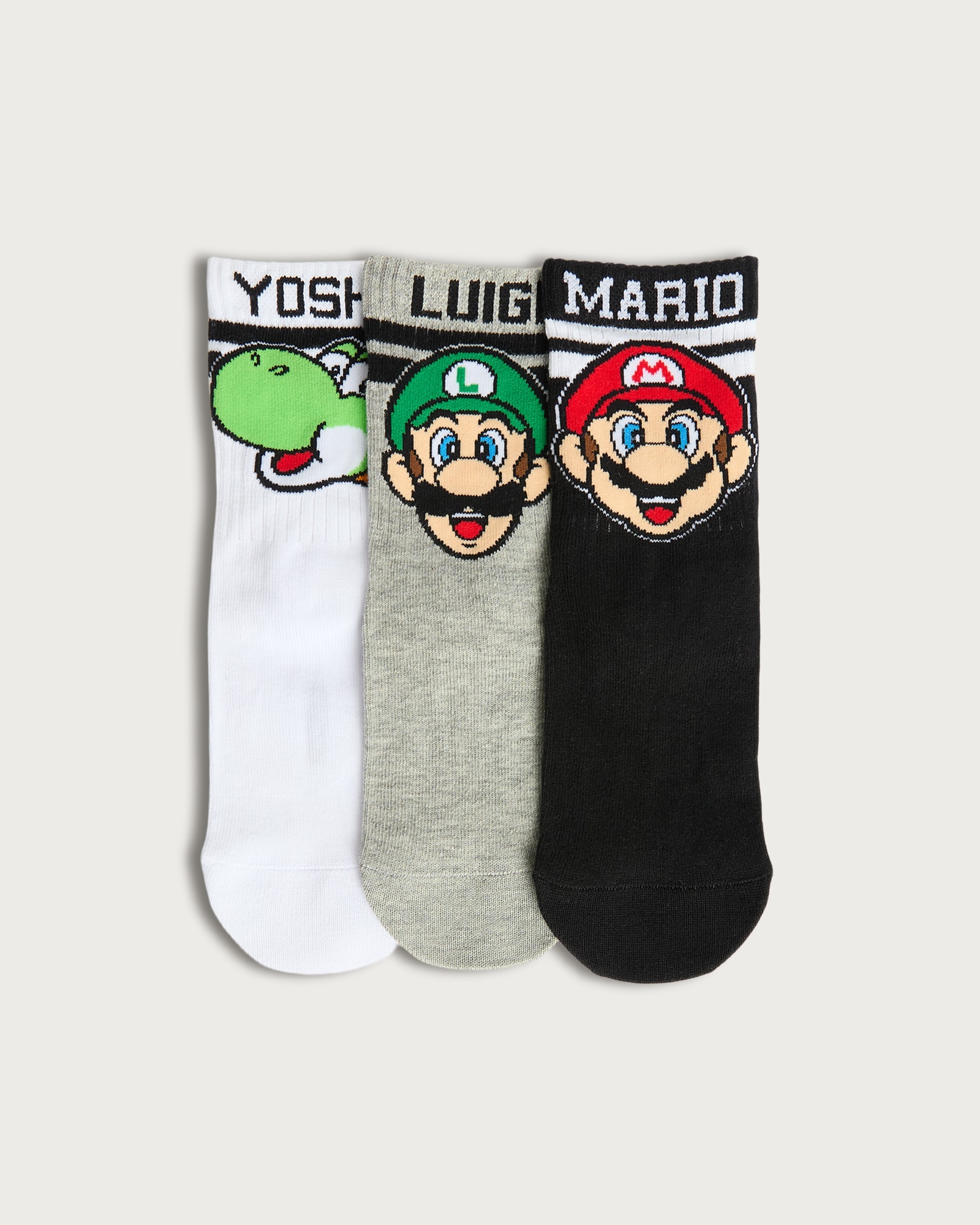 Super Mario 3-Pack Character Ankle Socks in Black Multi