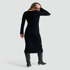 F&F Ribbed Button Front Midi Dress in Black thumbnail 3