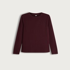 F&F Cotton Rich Crew Neck Long Sleeved Top in Burgundy thumbnail 4