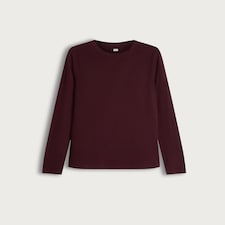 F&F Cotton Rich Crew Neck Long Sleeved Top in Burgundy thumbnail 4