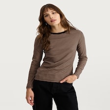 F&F Cotton Rich Stripe Print Long Sleeved Top in Multi Black thumbnail 3