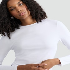 F&F Cotton Rich Crew Neck Long Sleeved Top in White thumbnail 2