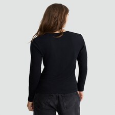 F&F Cotton Rich Ribbed Striped Long Sleeved Top in Black thumbnail 3