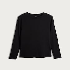 F&F Cotton Rich Ribbed Striped Long Sleeved Top in Black thumbnail 4