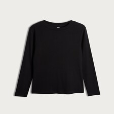 F&F Cotton Rich Ribbed Striped Long Sleeved Top in Black thumbnail 4