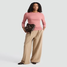 F&F Cotton Rich Crew Neck Long Sleeved Top in Pink thumbnail 2