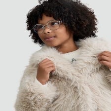 F&F Girls Faux Fur Coat in Cream thumbnail 2