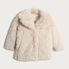 F&F Girls Faux Fur Coat in Cream thumbnail 4