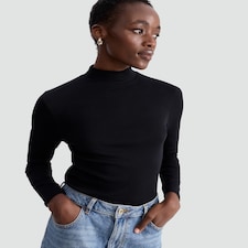 F&F Cotton Rich High Neck Long Sleeved Top in Black