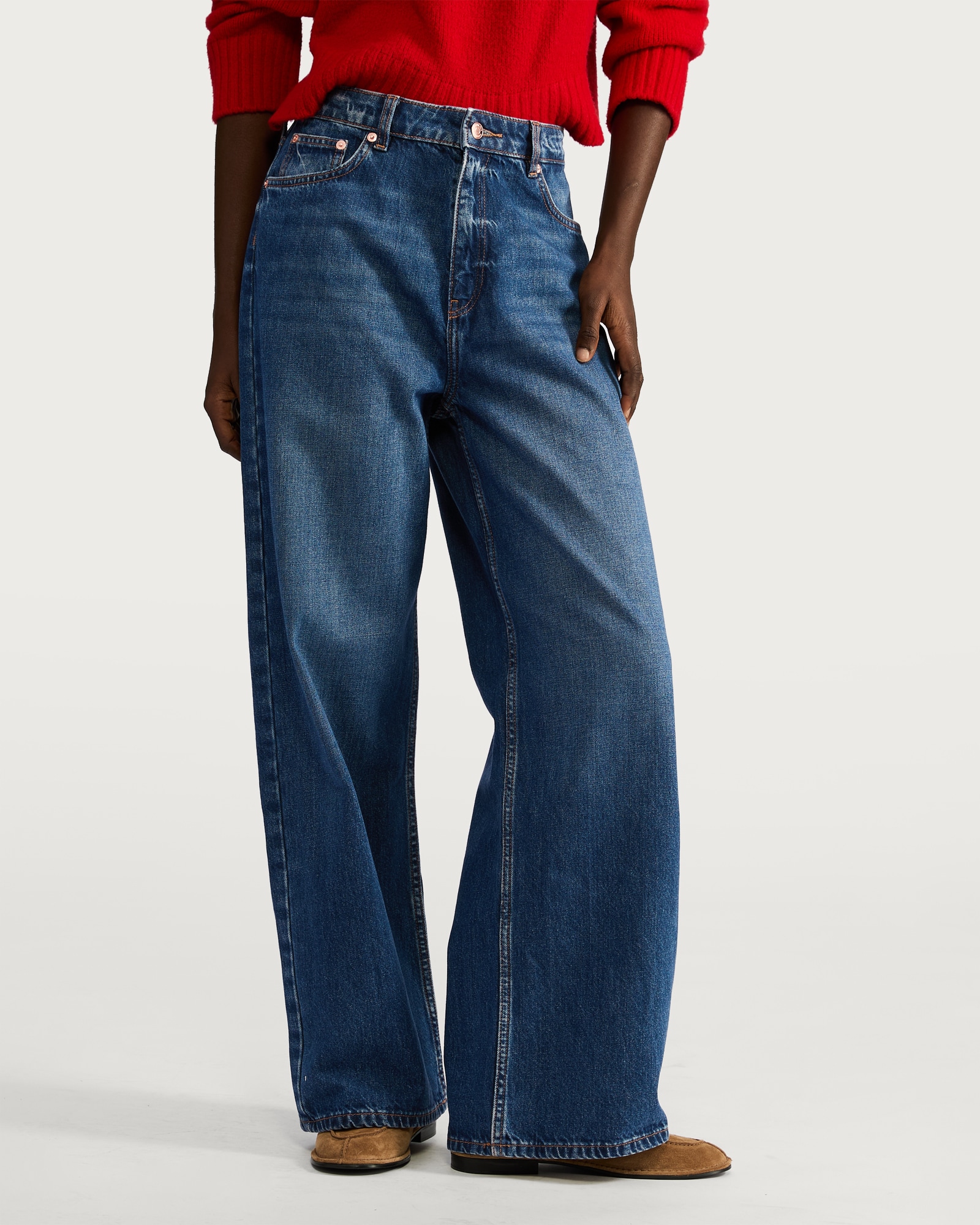 F&F High Rise Wide Leg Jeans in Navy thumbnail 2