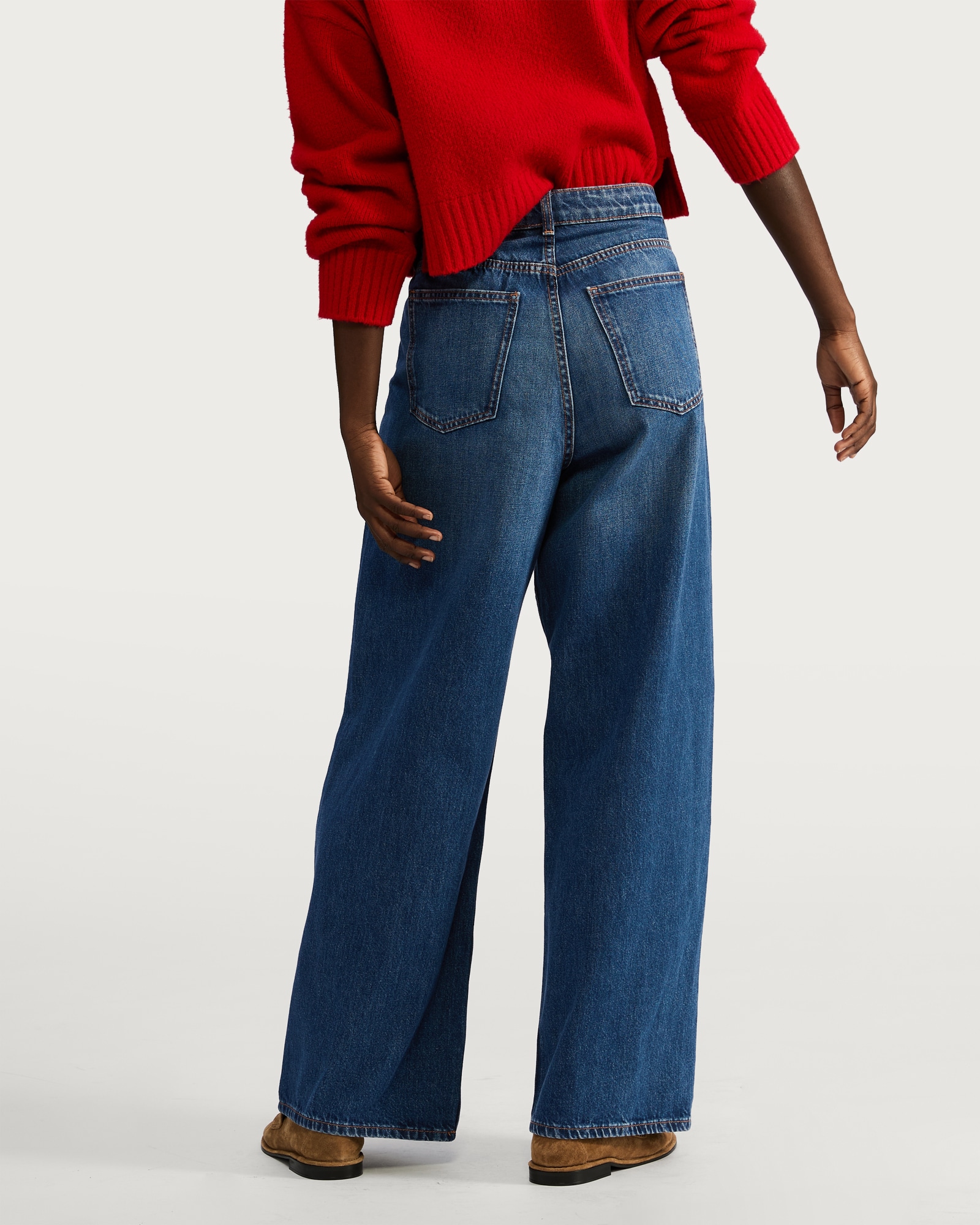 F&F High Rise Wide Leg Jeans in Navy thumbnail 4