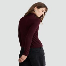 F&F Roll Neck Long Sleeved Top with Wool in Burgundy thumbnail 3