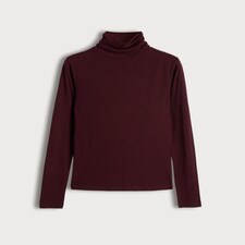 F&F Roll Neck Long Sleeved Top with Wool in Burgundy thumbnail 4