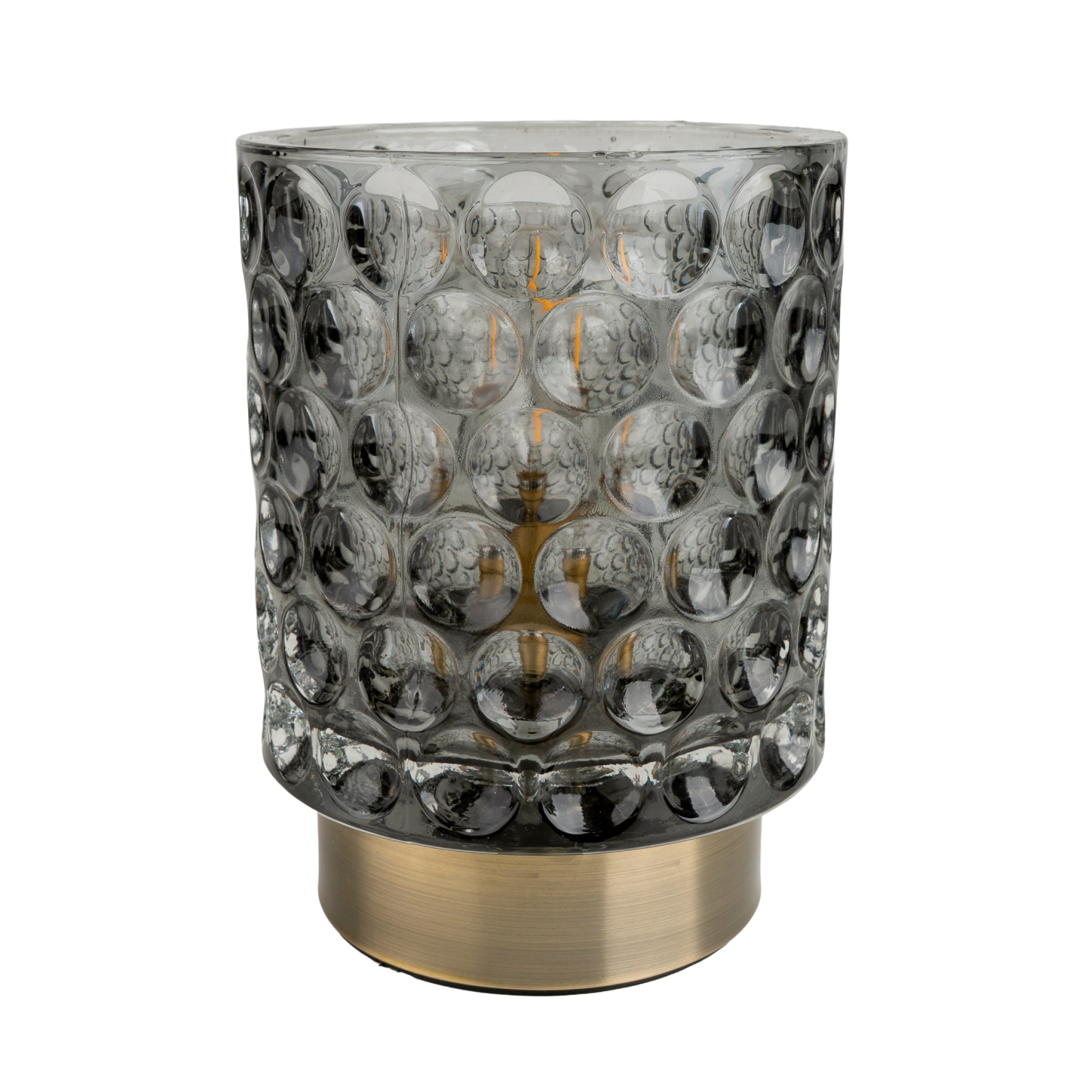 Candlelight Smoked Ribbed Battery Table Lamp