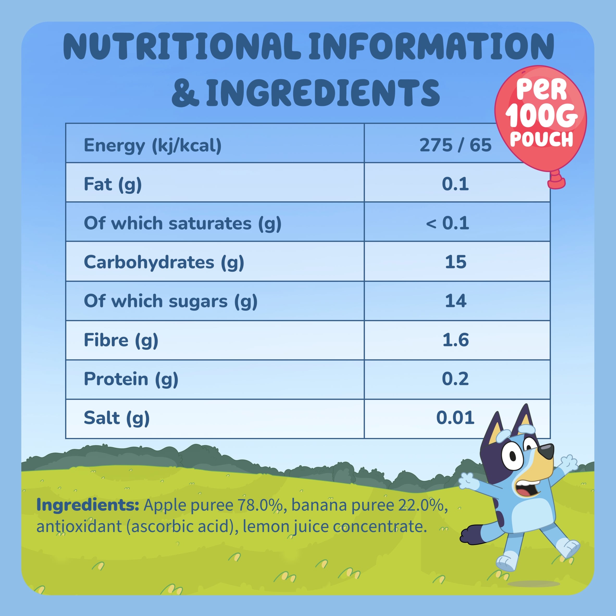 Goodies Bluey Apple & Banana Pouch 4x100g thumbnail 3